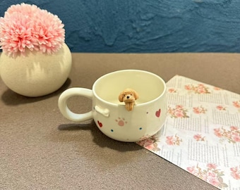 Custom Paw Print Love Pet Handmade Ceramic Mug/Custom Love Pet Memorial Gift,Custom Dog Ceramic Mug,Gift For Dog Owner,Birthday Gift,400ML