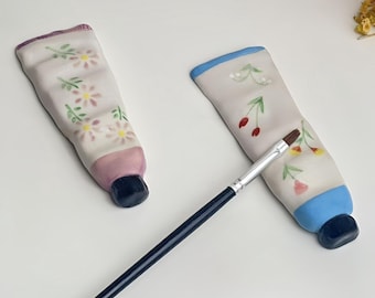 Custom Ceramic Brush Rest,Personalized Ceramic Brush Rest,Handmade Ceramic Brush Rest,Flower Ceramic Brush Rest,Art Supplie gift,Artist gift
