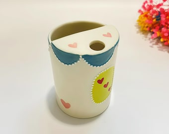 Handmade Ceramic Travel Mug: Hand-Painted Pottery Sip Mug