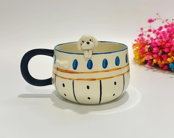 Custom Spotted Pet Ceramic Mug: Handmade Dog Memorial Gift