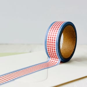 Washi-tape met gingham-ruit • Rode en blauwe miniplaid • Decoratieve plakband om te knutselen