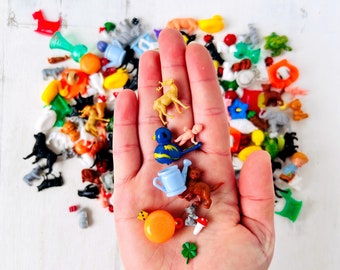 Vintage Miniature Trinkets • Tiny Plastic Toys for Advent Calendars Christmas Crackers • Party Favors Gumball Machine Charms