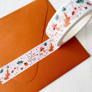 Tiny Fall Leaves & Acorns Washi Tape • Autumn Woodland Decorative Tape