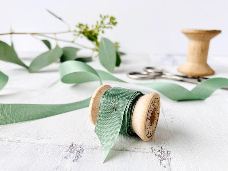 Eucalyptus Green Seam Binding Ribbon Pastel Green Gift Wrap Trim By the Yard image 2