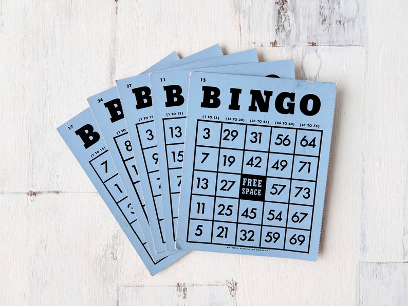 Vintage Bingo Cards • Set of 5 Light Blue Game Cards - Etsy