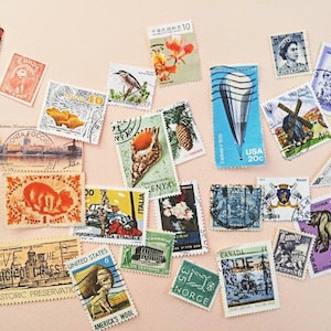 30 Stück Vintage Gebrauchte Briefmarken • Weltweite Designs • Collage Papier Ephemera