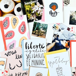 Bolsa misteriosa de 10 tarjetas de felicitación • Juego de papelería hecho a mano, Postales y pegatinas