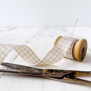 Gingham Ribbon Sandy Beige Gift Wrap Trim By the Yard image 3