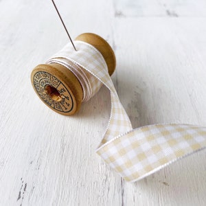 Gingham Ribbon Sandy Beige Gift Wrap Trim By the Yard image 9