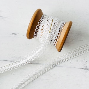 White Picot Braid Trim • Delicate Miniature Eyelet Ribbon • By the Yard
