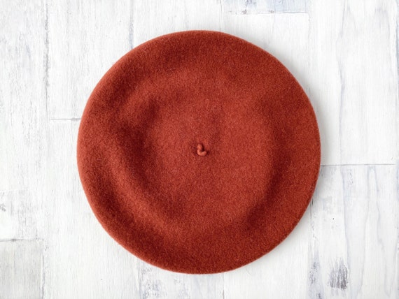 Vintage Rust Red Wool Beret