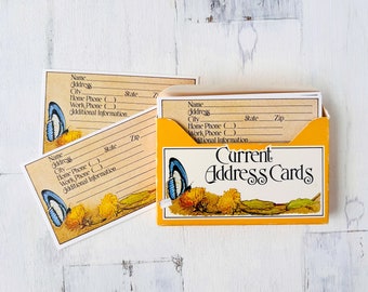 Vintage Address Cards with Butterflies • 1970s Set of Blank 3x5 Filing Cards