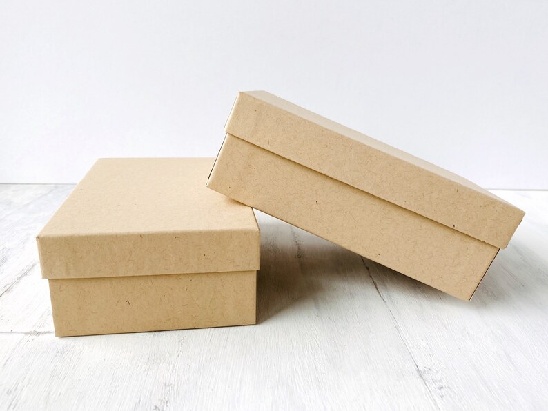Kraft Gift Boxes Set of Two with Lids 5.5 x 3.5 Etsy