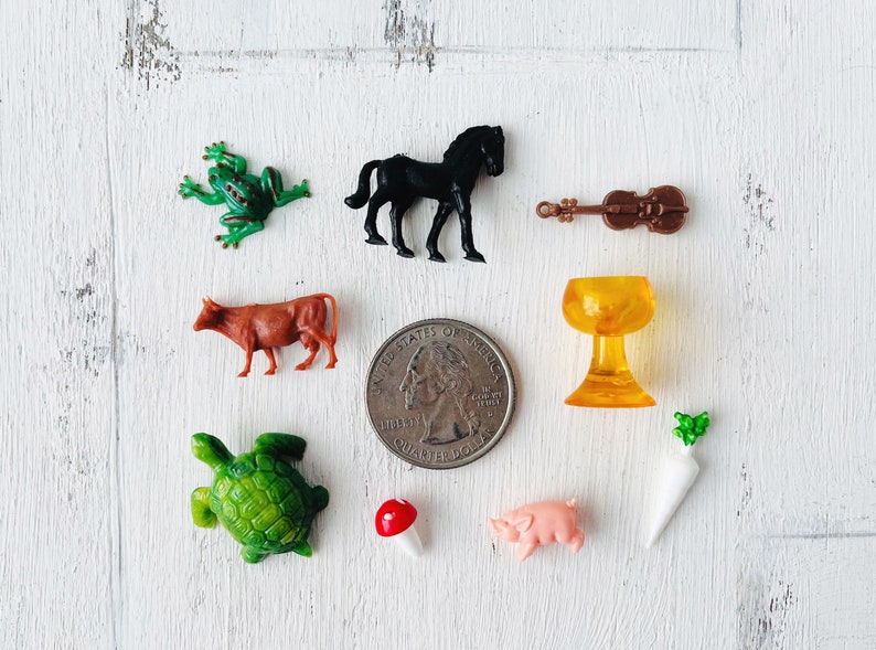 Vintage Miniature Trinkets Tiny Plastic Toys for Advent Calendars Christmas Crackers Party Favors Gumball Machine Charms image 4