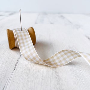 Gingham Ribbon Sandy Beige Gift Wrap Trim By the Yard image 4