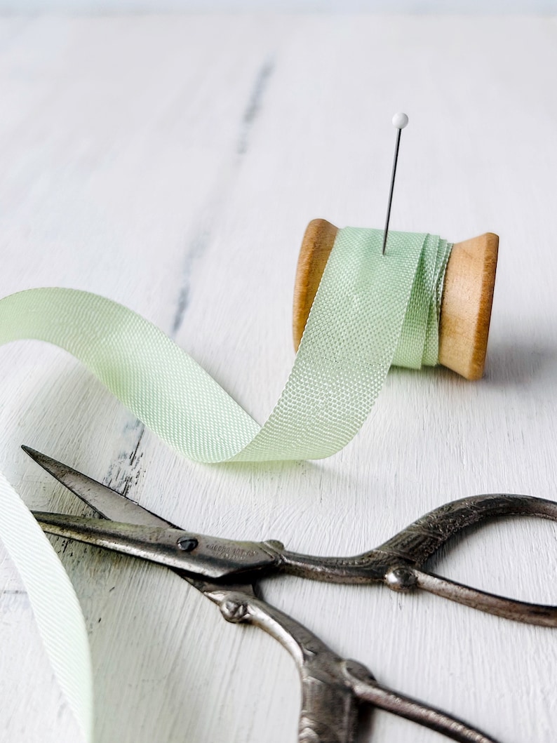 Vintage Pale Green Seam Binding Ribbon • Delicate Celadon Mint Trim ...