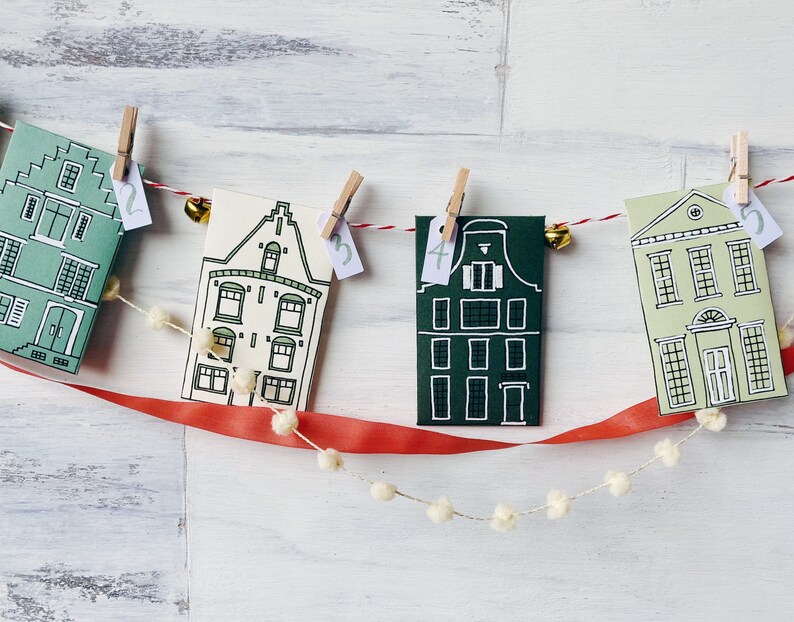 European Village Printable Advent Calendar Hand Drawn Etsy