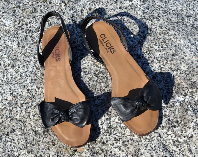 Adorable Black Bow Sandals Size 7.5 - Etsy
