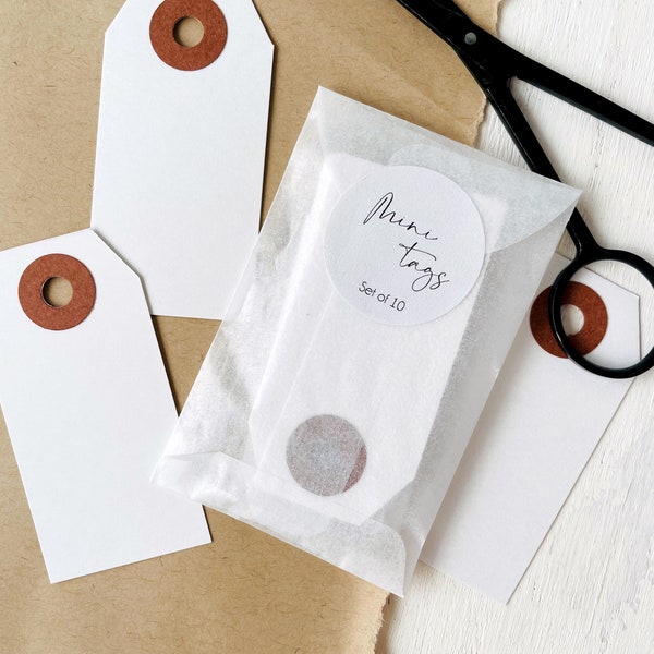 Small White Paper Tags • Old Fashioned Luggage Tags • For Packaging and Gift Wrapping