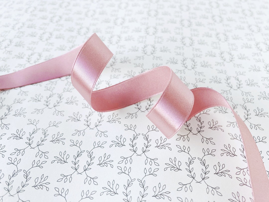 Rustic Pink Ribbon SALE: Dusty Pink Satin Ribbon • Vintage Rose 5/8” Gift Wrap Trim • Sold ...