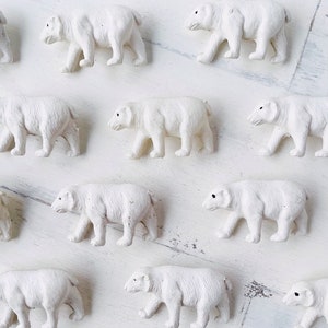 Vintage Celluloid Polar Bear • Plastic Bear Miniature Figurine for Crafting