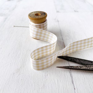 Gingham Ribbon Sandy Beige Gift Wrap Trim By the Yard image 2