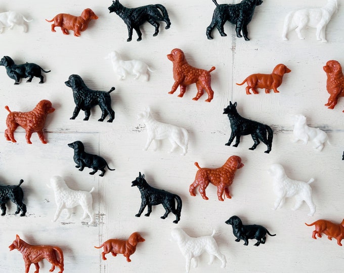SALE Vintage Dog Figurines Set of 8 Diecast Plastic Toys Made in