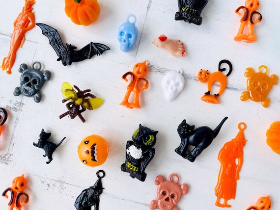 Vintage Halloween Miniatures and Charms • Set of 10 Rare Trinkets for Crafting & Collecting