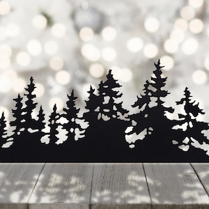 3 Die Cuts-LANDSCAPE Black Evergreen Silhouette DIE CUT (disponible en blanc également)