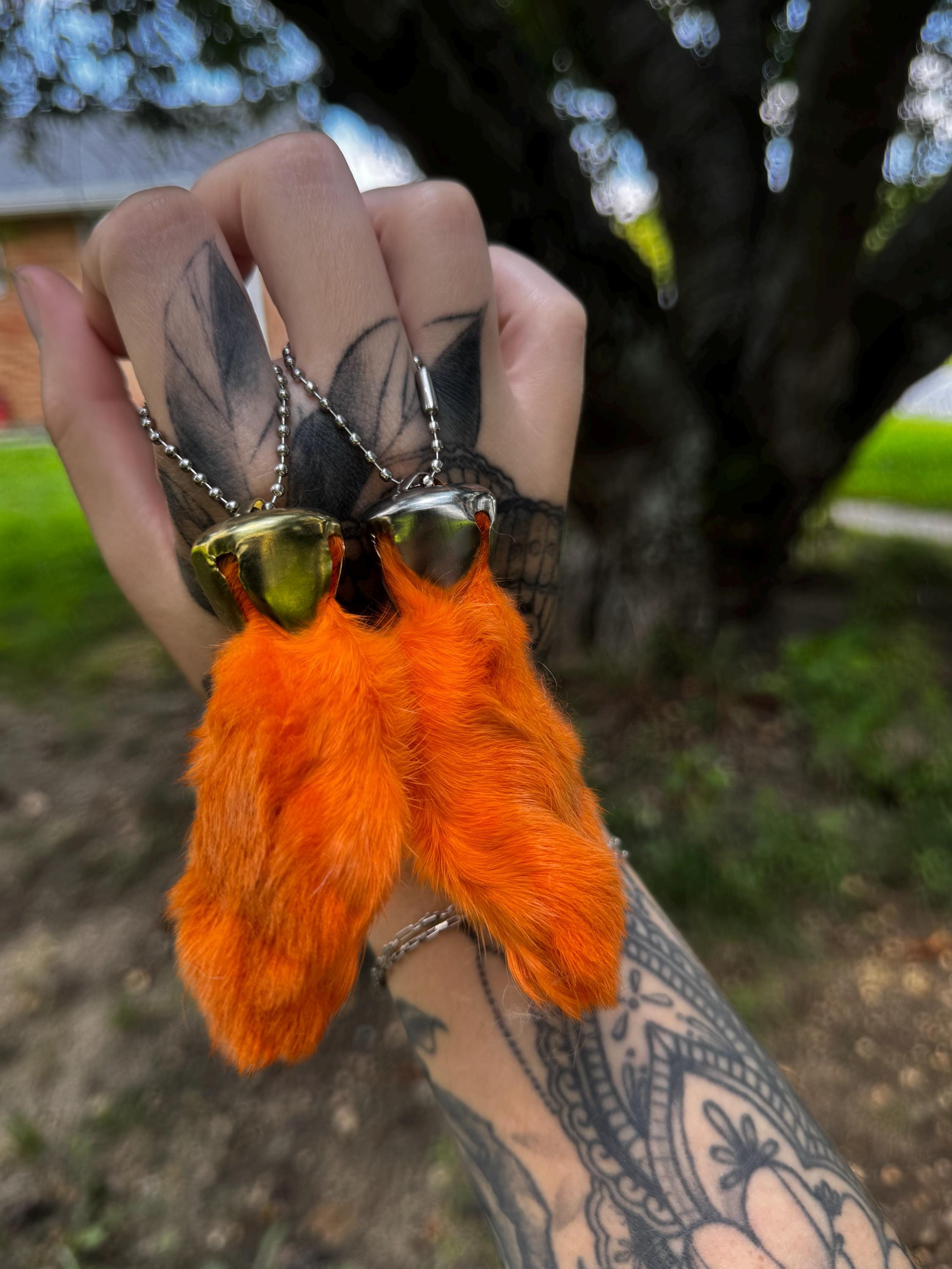 Real Colored Fur Lucky Rabbit’s Foot and Tail Keychain