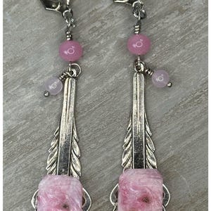 Antique Art Deco Gatsby Flapper Rose Quartz Glass Earrings, circa 1920’s, by The Salvaged Bead
