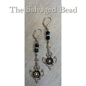 Vintage Art Deco Black and Paste Earrings, by The Salvaged Bead