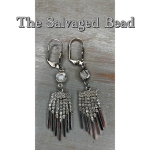 Vintage Art Deco Rhinestone Tassel Earrings, by The Salvaged Bead