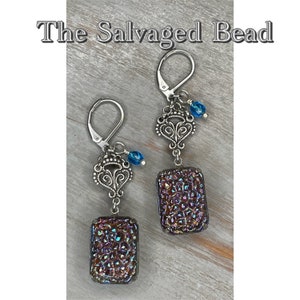 Vintage Cola Rock Sugar Glass Earrings; circa 1950’s