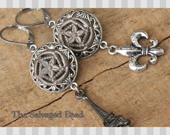 Boucles D'oreilles Victoriennes Anciennes GF Avec Pierres En Pâte - Années 1890 - Occasion