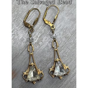 Vintage Art Deco Gatsby Clear Bell Glass Earrings, by The Salvaged Bead