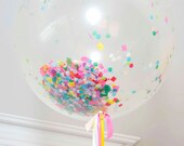 Jumbo 90cm Confetti Rainbow Balloon + Streamers