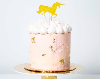 Unicorn Gold Glitter Party Cake Topper