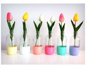 Pastel Dip Dye Effect Vase with Artificial Bloomed Tulip