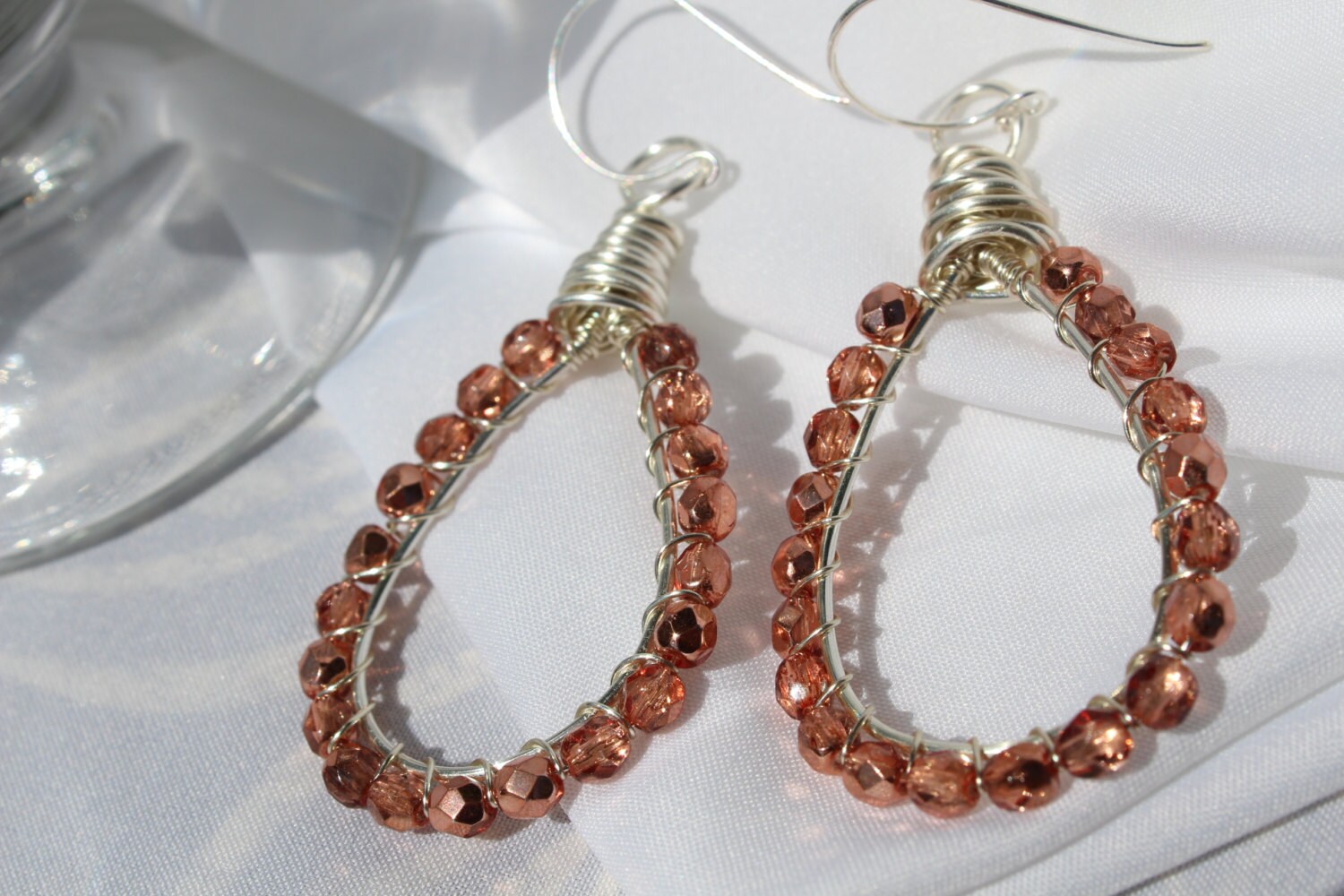 Copper Wire Wrap Earrings Silver Wire Long 2 3/4 in Etsy