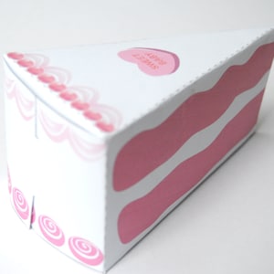 Cake Favor Box Vanilla and Strawberry Pink Heart image 1