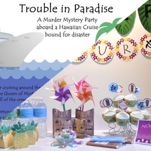 Murder Mystery Party Game and Hawaiian Party Printable Combo