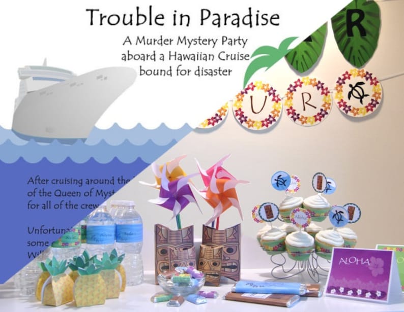 Murder Mystery Party Game and Hawaiian Party Printable Combo - Etsy