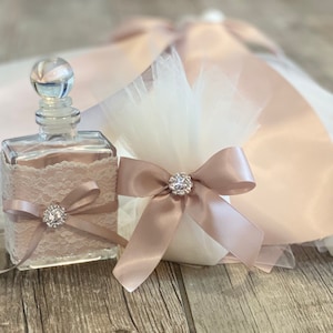 Elegant Greek baptismal oil bottle/soap set