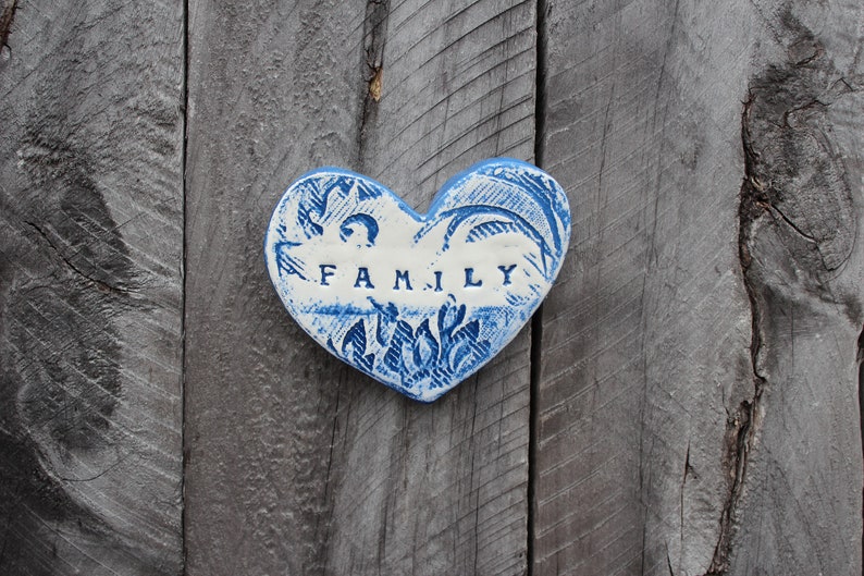 Royal Blue and White Heart Wall Art Handmade Ceramics Room Etsy