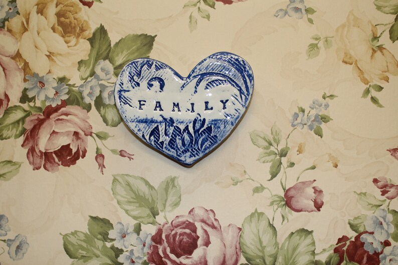 Royal Blue and White Heart Wall Art Handmade Ceramics Room Etsy