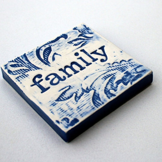 Disover Family Tile, gift for families, keepsake, clay wall art, ceramic tile ornament, wall hanging