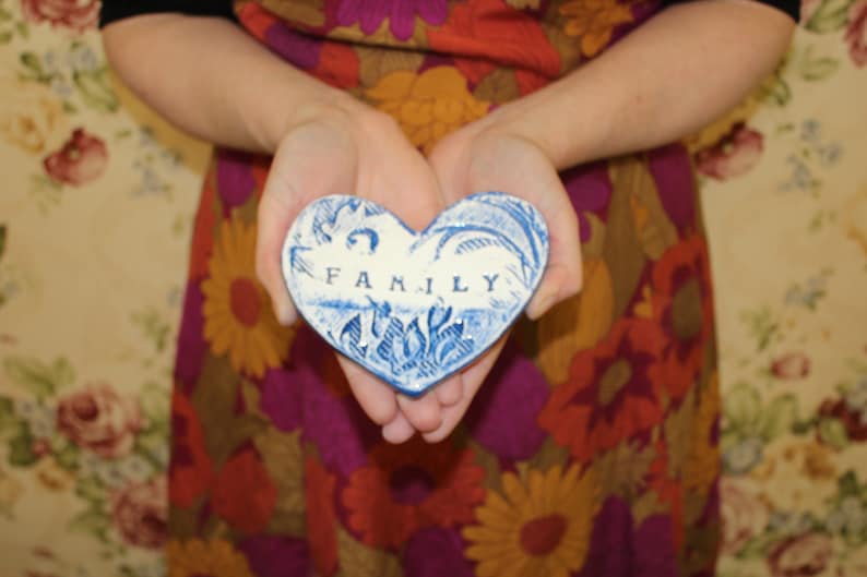 Royal Blue and White Heart Wall Art Handmade Ceramics Room Etsy