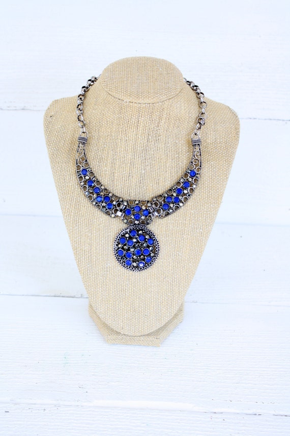 Vintage Cobalt Blue Collar Necklace - image 1