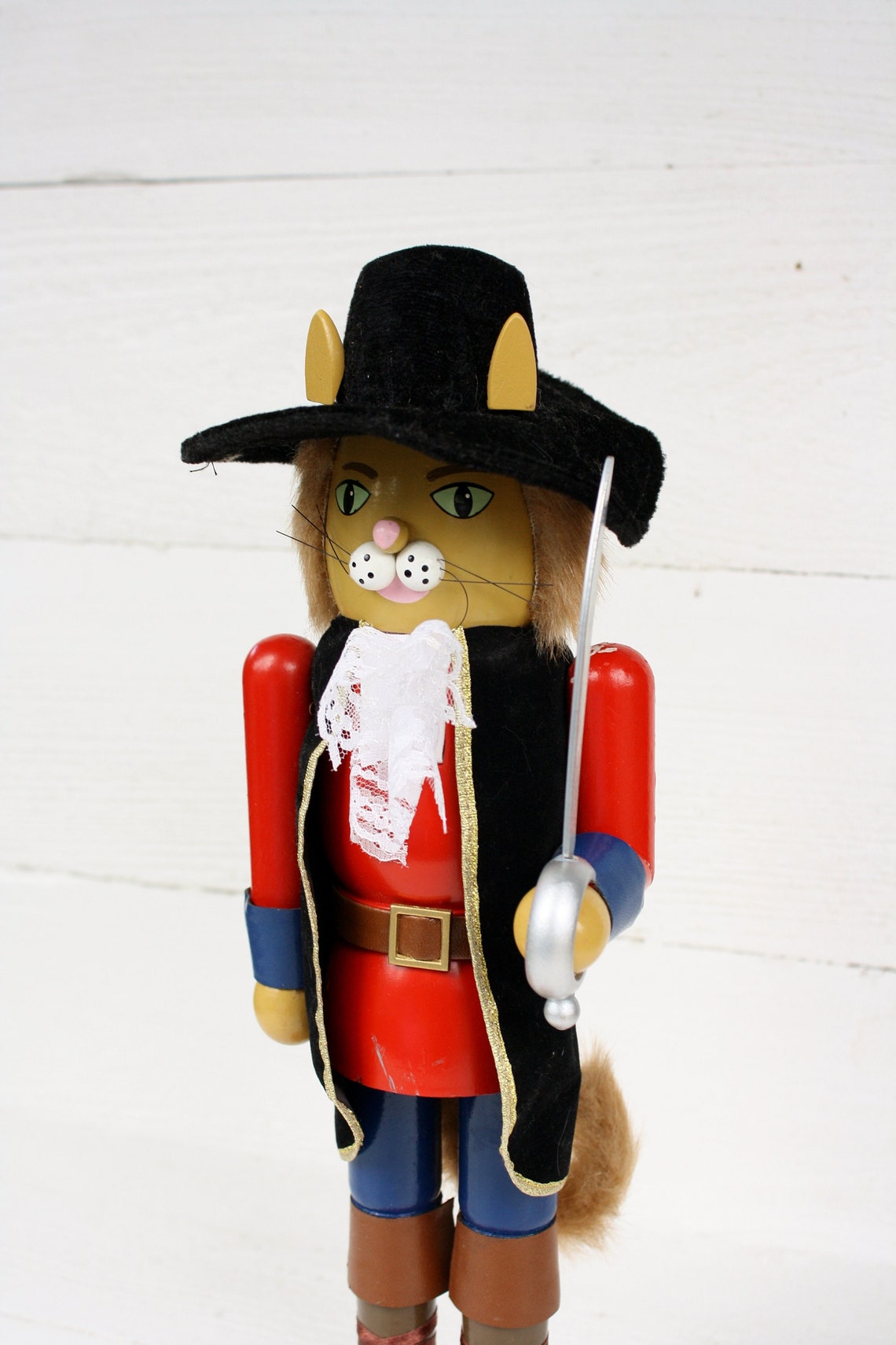Vintage Puss N Boots Wooden Nutcracker Etsy